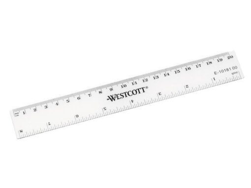 Liniaal Westcott 20cm - kunststof cm/inch verdeling