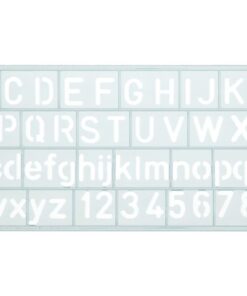 Sjabloon Westcott cijfers en letters 10mm hoog. 148X65mm,   transparant sjabloon.
