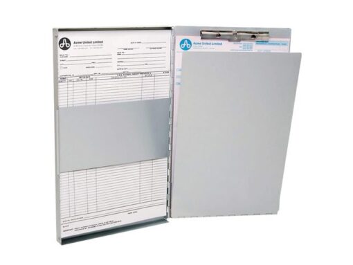 Klembord Westcott met opbergvak aluminium A4 (9"x 12") open zijkant mechaniek