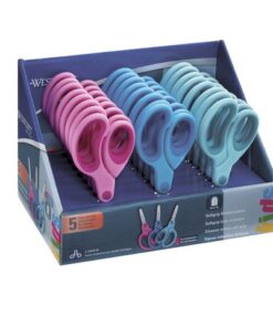 Schaar Westcott Kids 13cm soft grip ronde punt assorti      display 24 stuks