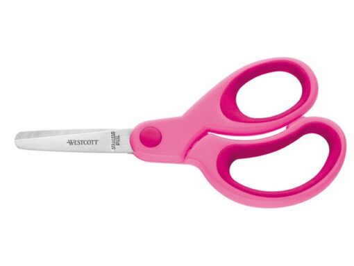 Schaar Westcott Kids 13cm soft grip ronde punt roze
