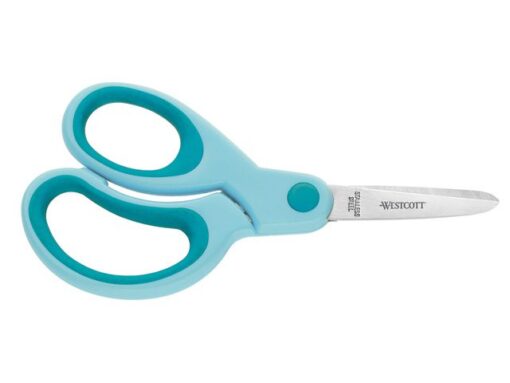Schaar Westcott Kids 13cm soft grip linkshandig spitse punt turquoise