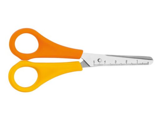 Schaar Westcott Kids 13cm ronde punt linkshandig geel/oranje