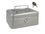 Geldkist Westcott 152x120x79mm zilver, kunststof inzet met  6 vakken