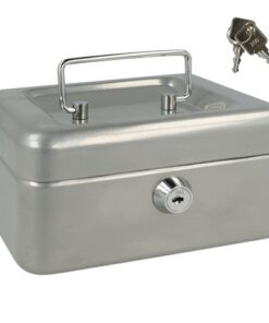 Geldkist Westcott 152x120x79mm zilver, kunststof inzet met  6 vakken