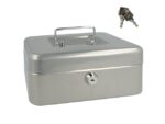 Geldkist Westcott 200x161x90mm zilver, kunststof inzet met  3 vakken