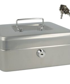 Geldkist Westcott 200x161x90mm zilver, kunststof inzet met  3 vakken