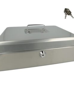 Geldkist Westcott 301x242x91mm zilvergrijs, kunststof inzet met 5 vakken