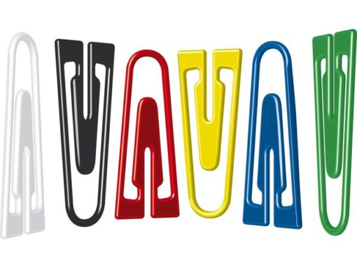Paperclips Alco 26mm hoekig plastic assorti 100 in doos