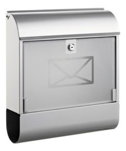Brievenbus Alco zilver met slot 360x400x110mm