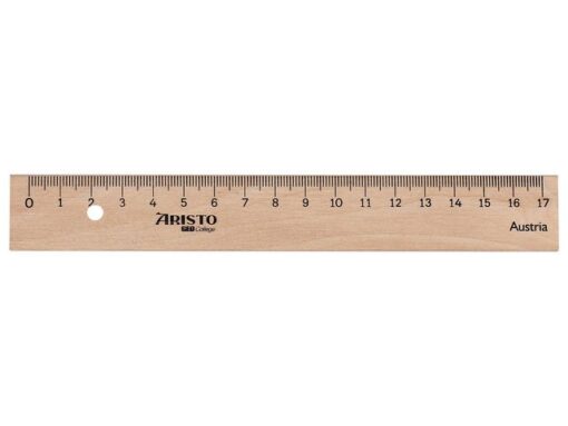 Liniaal Aristo 17cm hout met metaalinleg