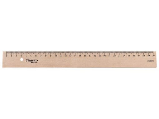 Liniaal Aristo 30cm hout met metaalinleg