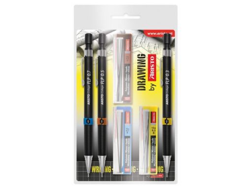 Vulpotlodenset Aristo HB 0.35/0.5/0.7mm met gratis          potloodstiftjes