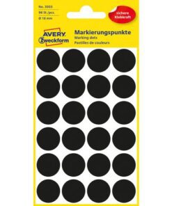 Avery etiket Zweckform 18mm rond 4 vel a 24 etiketjes zwart