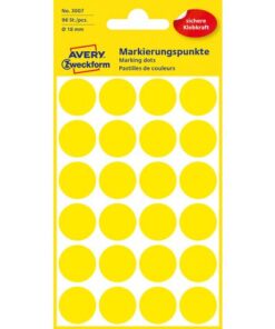 Avery etiket Zweckform 18mm rond 4 vel a 24 etiketjes geel