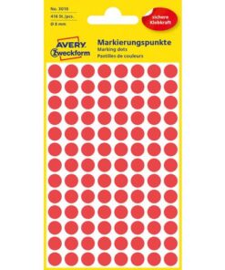 Avery etiket Zweckform 8mm rond 4 vel a 104 etiketjes rood