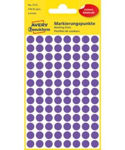 Avery Etiket Zweckform 8mm rond blister 4 vel a 104 et. paars