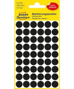 Avery etiket Zweckform 12mm rond 5 vel a 54 etiketjes zwart