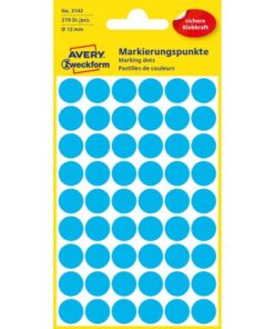Avery etiket Zweckform 12mm rond 5 vel a 54 etiketjes blauw