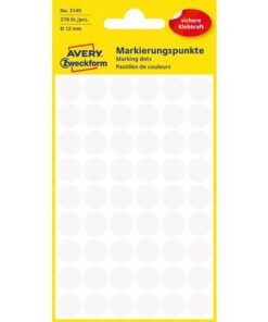 Avery etiket Zweckform 12mm rond 5 vel a 54 etiketjes wit
