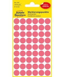 Avery etiket Zweckform 12mm rond 5 vel a 54 etiketjes lichtrood