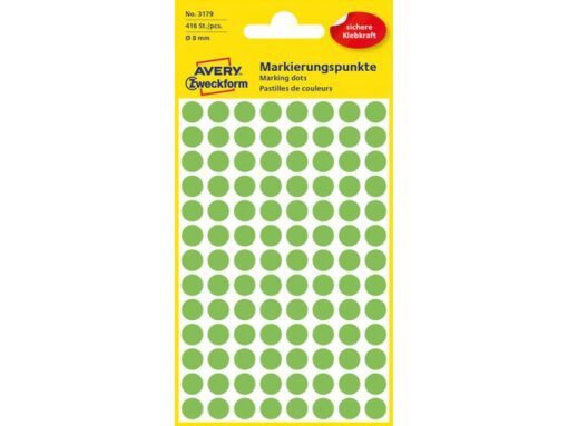 Avery etiket Zweckform 8mm rond 4 vel a 104 etiketjes lichtgroen