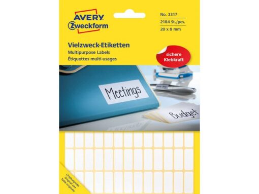 Avery etiket Zweckform 20x8mm wit pakje a 2184 etiketjes
