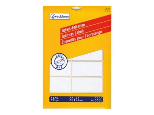 Avery Adresetiket Zweckform 95x47mm wit pakje a 240 etiketten, 20 vel