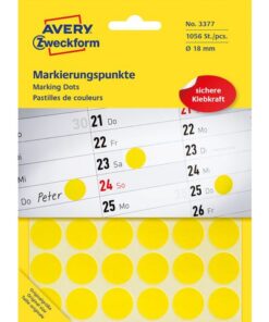 Avery etiket Zweckform 18mm rond blister 22 vel a 48 etiketjes    geel