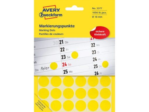 Avery etiket Zweckform 18mm rond blister 22 vel a 48 etiketjes    geel