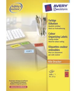 Etiket Avery ILK 70x35mm 100 vel 24 etiketten per vel rood