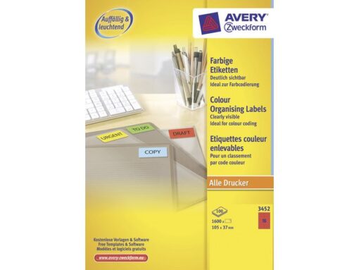 Etiket Avery ILK 105x37mm 100 vel 16 etiketten per vel rood