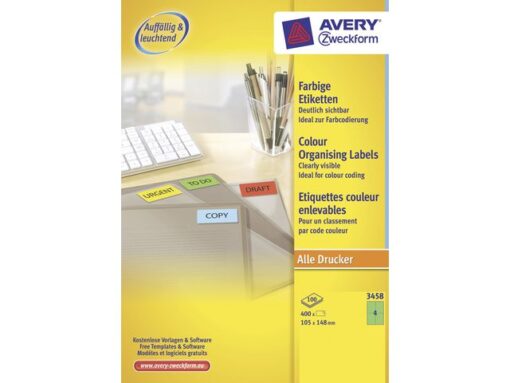Etiket Avery ILK 105x148mm 100 vel 4 etiketten per vel groen