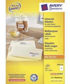 Etiket Avery ILK 105x148mm 200 vel 4 etiketten per vel wit