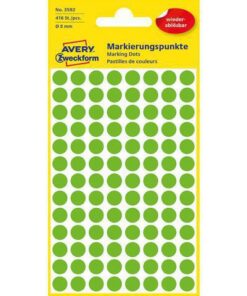 Avery Etiket Zweckform 8mm rond blister 4 vel a 104 et. groen     Non-permanent