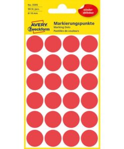 Avery Etiket Zweckform 18mm rond blister 4 vel a 24 et. rood      Non-permanent