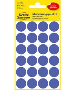 Avery Etiket Zweckform 18mm rond blister 4 vel a 24 et.           donkerblauw Non-permanent