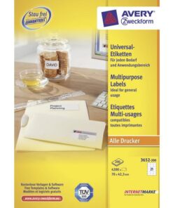 Etiket Avery ILK 70x42,3mm 200 vel 21 etiketten per vel wit