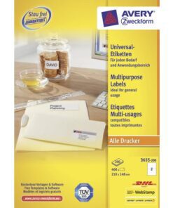 Etiket Avery ILK 210x148mm 200 vel 2 etiketten per vel wit