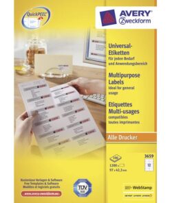 Etiket Avery ILK 97x42,3mm 100 vel 12 etiketten per vel wit