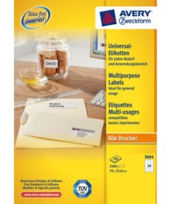 Etiket Avery ILK 70x33,8mm 100 vel 24 etiketten per vel wit