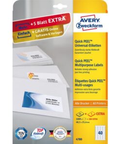 Etiket Avery ILK 48,5x25,4mm 25 vel + 5 vel extra 40 etiketten per vel wit