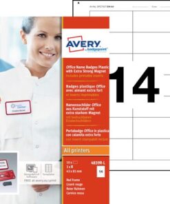 Naambadge Avery Office 43x81 10 x rood extra sterke magneet