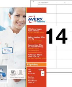 Naambadge Avery Office 43x81 20 x blauw met clip