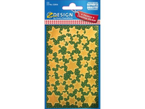 Etiket Z-design Christmas - pakje a 2 vel gouden sterren