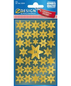 Avery Etiket Z-design Christmas gouden sterren - 2 vel