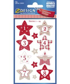 Avery Etiket Z-design Christmas sterren 1-24 - 3 vel