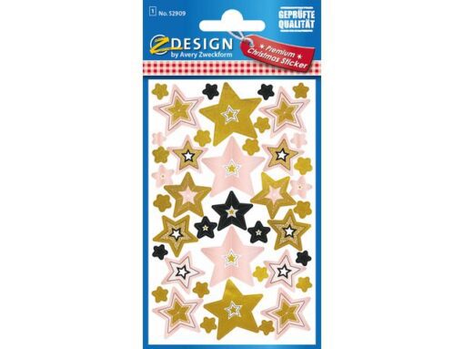 Etiket Z-design Christmas - sterren goud embossed - 1 vel