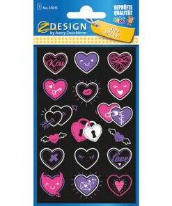 Avery Neon etiket Z-design Kids hartjes pakje a 1 vel