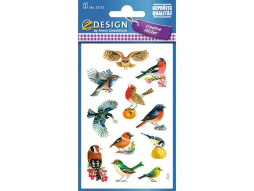 Papieretiket Z-design Creative - pakje a 3 vel vogels